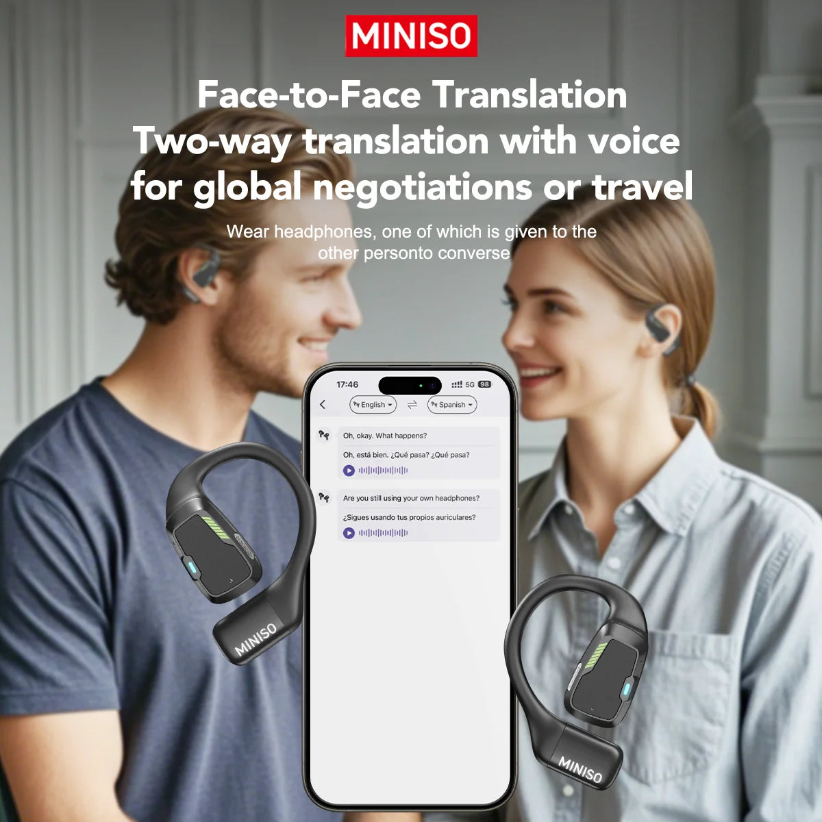 Miniso AI Vertaal Oordopjes - Draadloos met Real-Time Vertaling