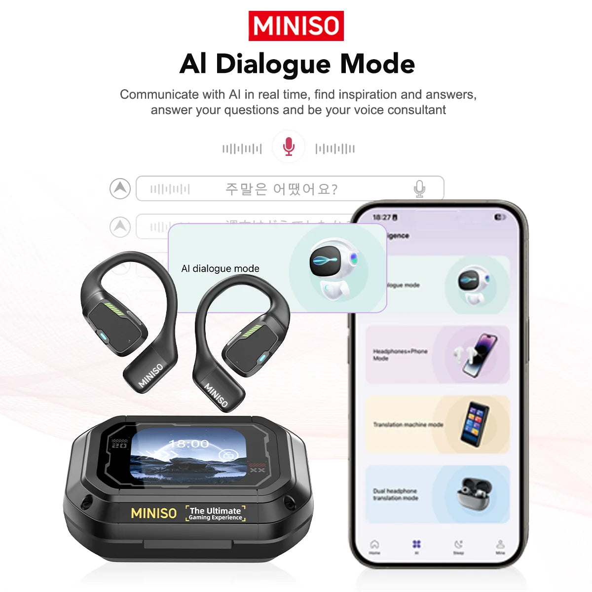Miniso AI Vertaal Oordopjes - Draadloos met Real-Time Vertaling