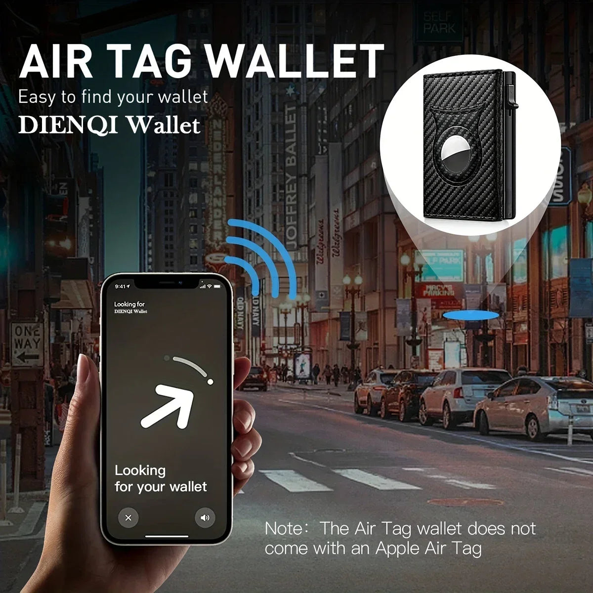 SlimCarbon RFID Portemonnee met AirTag - Compact & Veilig